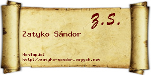 Zatyko Sándor névjegykártya